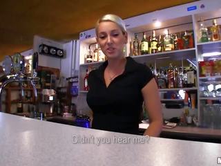 Outstanding barmaid gets laid in public