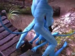Avatar 여신 항문의 엿 로 거대한 푸른 샤프트