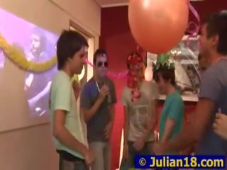 Adolescent boy Julian Having His 18th Birthday Party