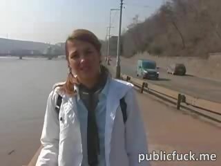 Diva chick gets fucked in the streets of Czech Republic to get some money