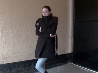 Smashing to trot schoolgirl pisses in leggings and videos her tits in public