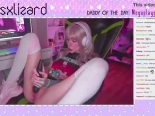 Gamer young woman forgets to turn off Stream and squirt in live