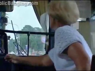 Crazy daring public bus x rated video action in front of amazed passengers and strangers by a couple with a pleasant daughter and a lad with big dick doing a blowjob and a vaginal intercourse in a local transportation