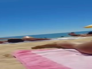 Candid smashing Brunette lady Perfect Ass Tanning At The Beach