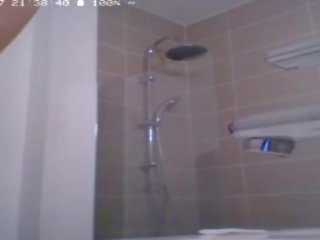 Preggo miúda levando um duche em webcam
